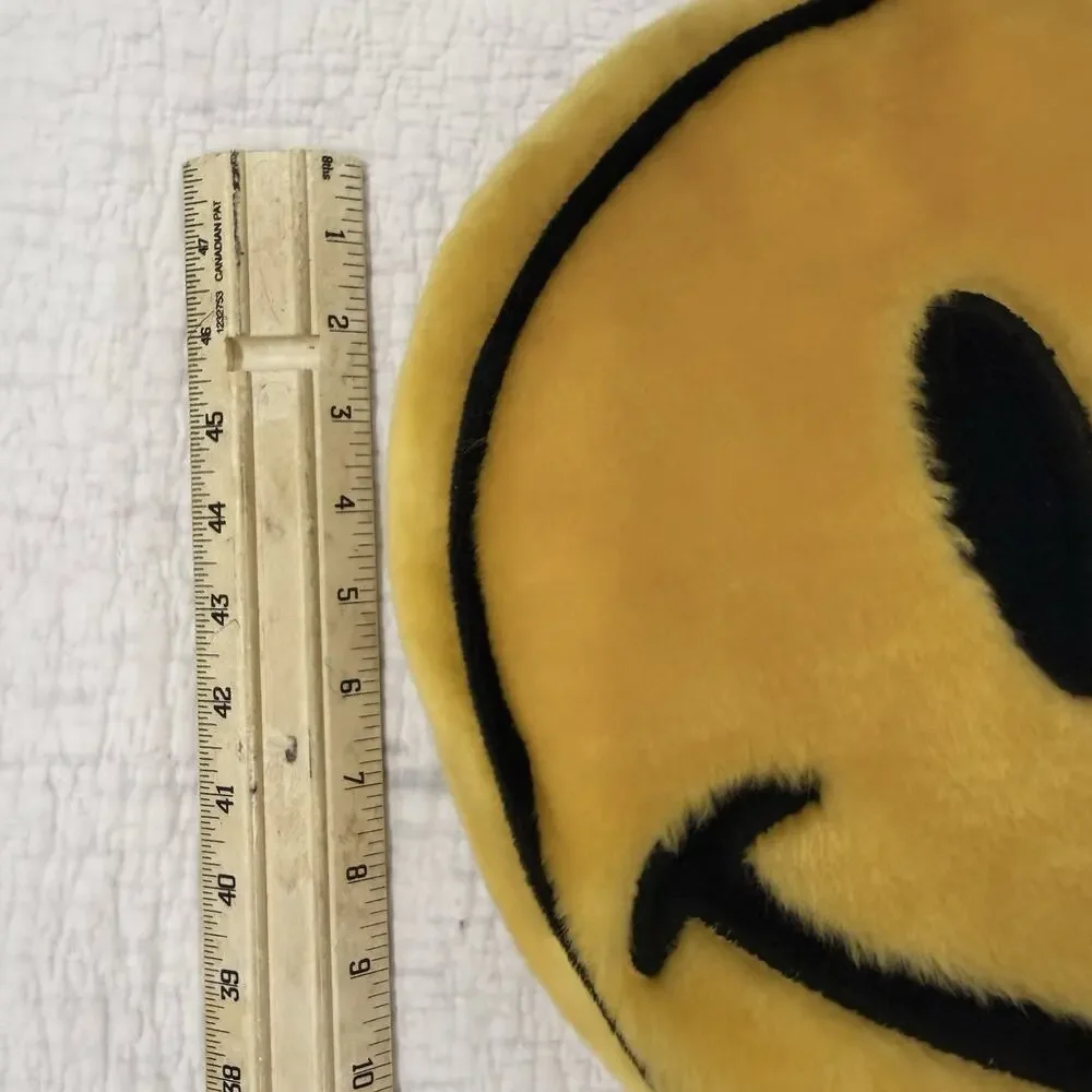 Vintage Joe Boxer Smiley Face Decorative Pillow Plush Round Yellow 10 in Kids